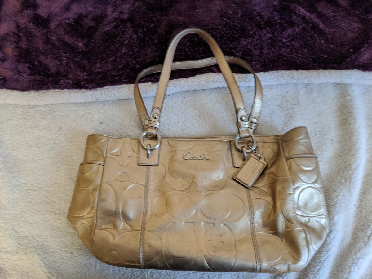Authentic Coach purse Gold E1169-F17727 Shoulder bag Metalic #PB10