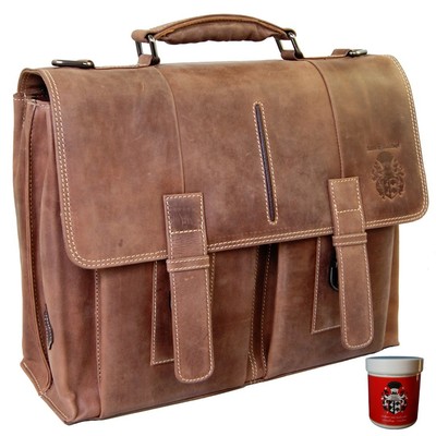 Laptop bag SHATTERHAND brown Wild-West-Leather BARON of MALTZAHN Briefcase