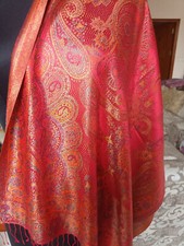 EXQUISITA SEDA IRIDISCENTE PASHMINA JAMAVAR CHAL JAMAVAR CHALE ~16 DISEÑO STOCK