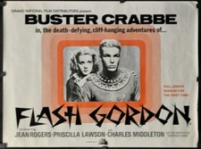 FLASH GORDON R1970 ORIGINAL 30X40 UK Quad MOVIE POSTER BUSTER CRABBE JEAN ROGERS