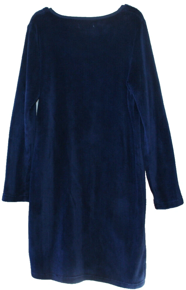 Vestido de noche EXPRESS suave polar terciopelo.Mediano.Azul marino.Mangas largas Foto 2 de 2