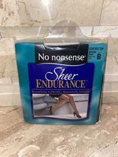 No Nonsense Sheer Endurance Control Top Pantyhose Midnight Black size B 