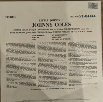 BLUE NOTE Johnny coles/little Johnny新品LP Johnny Coles - Little Johnny C - Blue Note Vinyl Reissue 33 RPM