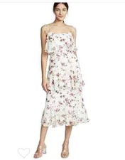 WAYF Dress Womens Small Imola Floral Tiered Midi Tie Straps Cottagecore