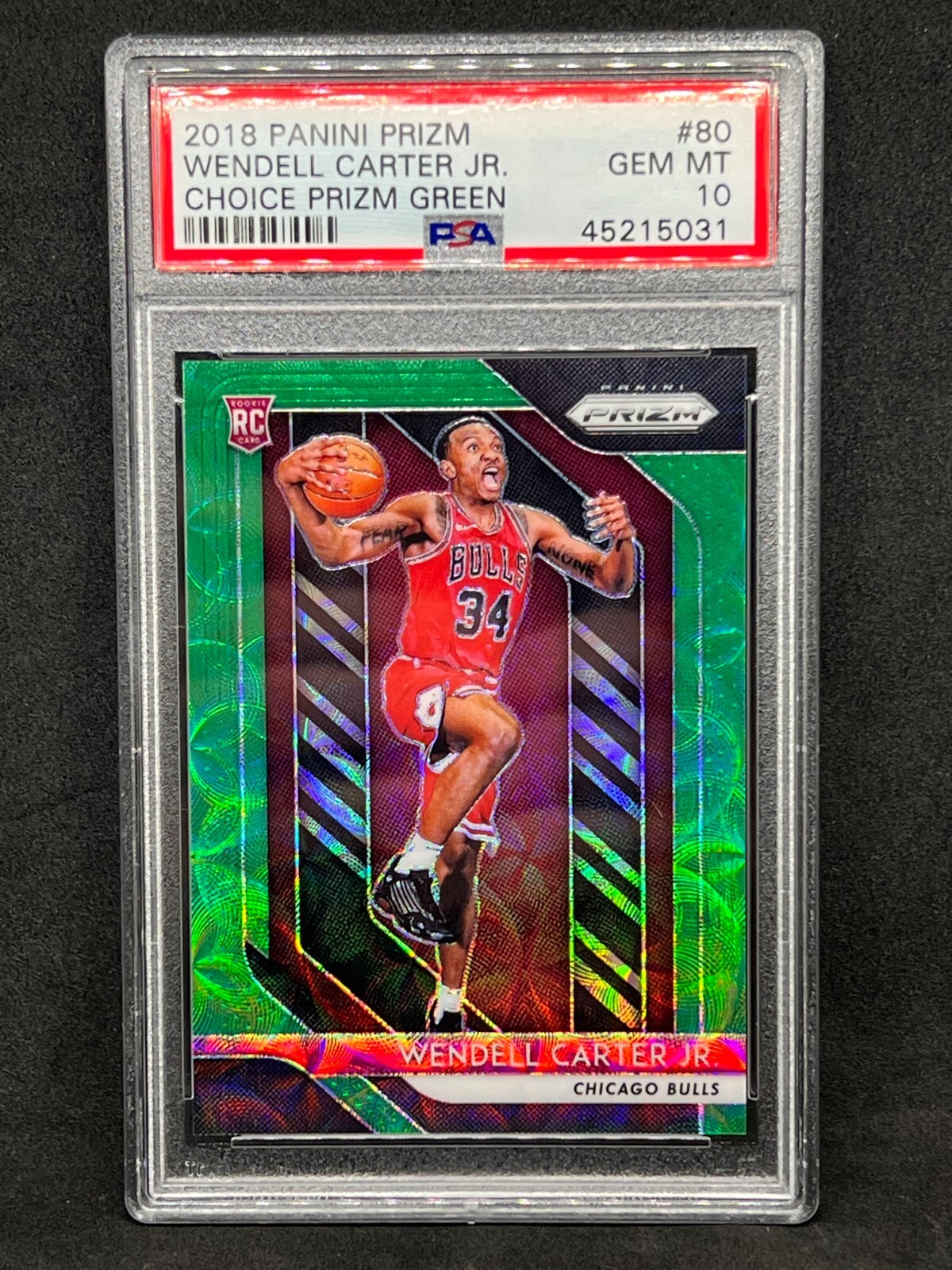 2018 Panini Prizm Wendell Carter Jr Green Choice # 8/8 Gem Mint PSA 10