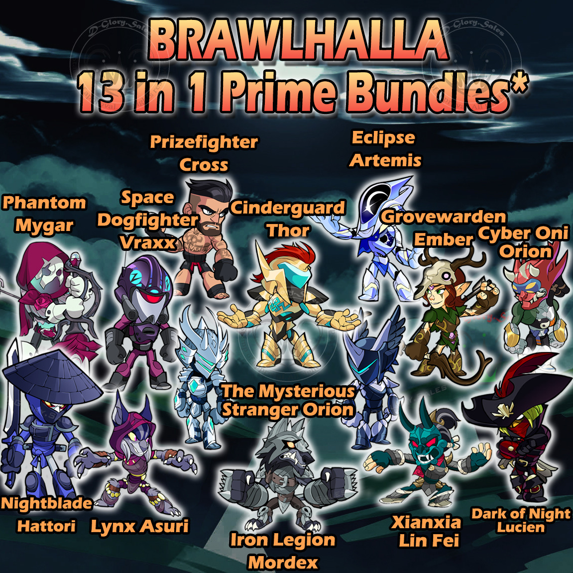 Brawlhalla - 13 in 1 Prime Bundle Pack (ALL Platforms)