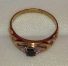 Amsterdam 750/18k Yellow Gold Sapphire Diamond Ring (Size: 8 /18.5mm) 3.7 g. VGC — photo 5