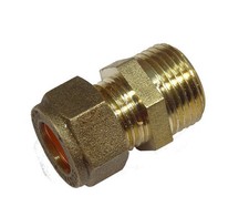 10mm Compression x 3/8" BSP Male Iron Straight Adaptor | Brass Fitting