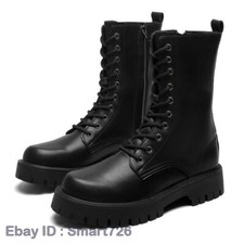 British Men Riding Boots High Top Platform Lace Up Motorcycle Boots Biker Boots