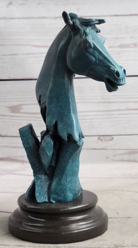 Horse Lovers Real Bronze Horses Head Bust Sculpture Statue Equestrian Decor Sale - Picture 3 of 10