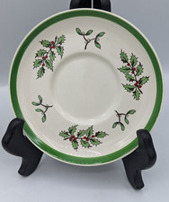 Spode 4 Tea Cup Saucer Plates Christmas Tree Holly S3324 Made in England