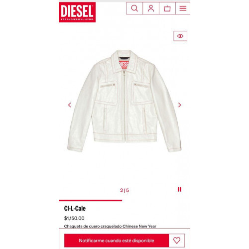 DIESEL 中華新年モデル クラック加工 ホワイト レザー ジャケット