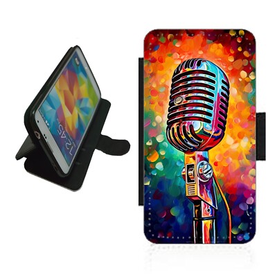 Mikrofon Handy Hülle Wallet Flip Cover für iPhone für Samsung MIC1 Sänger DJ