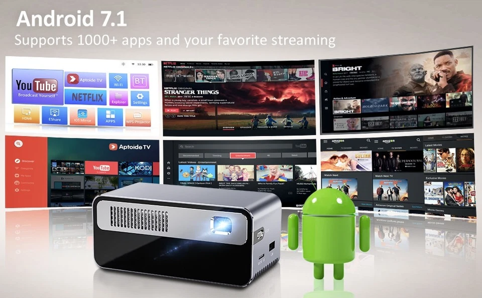 NEWVOCO DLP Wi-Fi Projector Smart Cinema Built-in Video Streaming Apps - Image 4 of 4