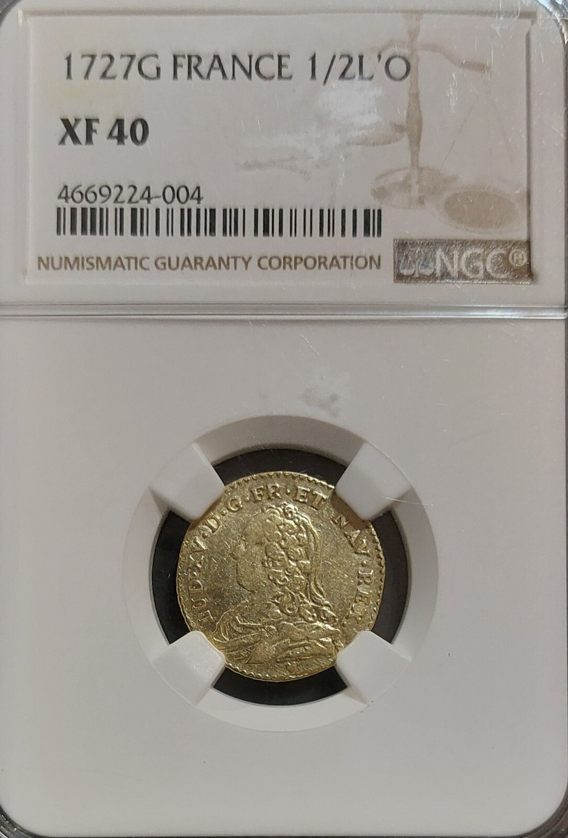 1727 G FRANCE 1/2 Louis D'or GOLD Coin Poitiers Mint Slabbed NGC
