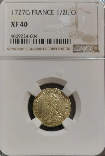 1727 G FRANCE 1/2 Louis D'or GOLD Coin Poitiers Mint Slabbed NGC XF40 FULL GRADE