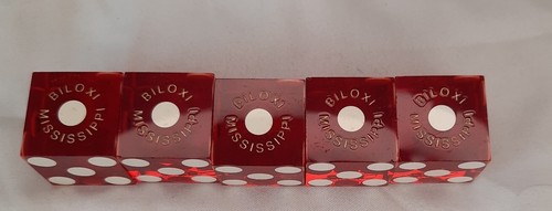 Palace Casino Resort Biloxi Dice Craps Table One Set Of 5 Red Matching Numbers - Picture 3 of 5