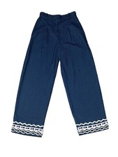 Other Stories Straight Tailored High Rise Trousers Pants Pinstriped Blue 2