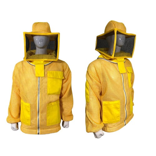 Apicoltura 3 Strati Maglia Ventilata Giacca Velo Quadrato Giallo (Guanti Omaggio) - Foto 2 di 4