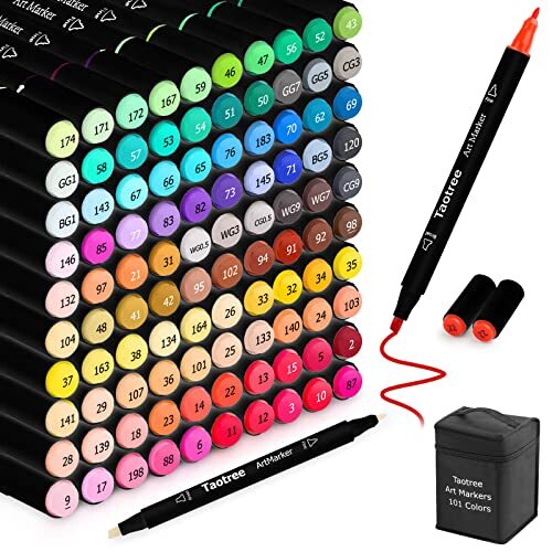 Alcohol Markers 101 Colors Artist Markers Pens Set Dual Tips Chisel & Fine Sk...