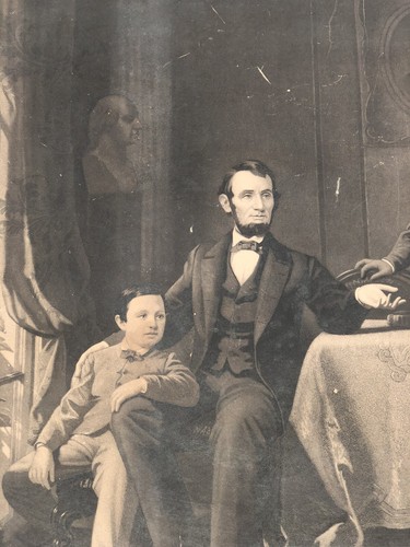 Ancien portrait encadré 1886 d'Abraham Lincoln et sa famille - Photo 2/10
