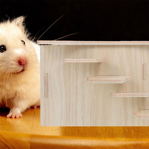 Guinea Pig Hideout House with Ramp Multi-Chamber Animal Wooden Hut Habitat Decor - Bild 11 von 12