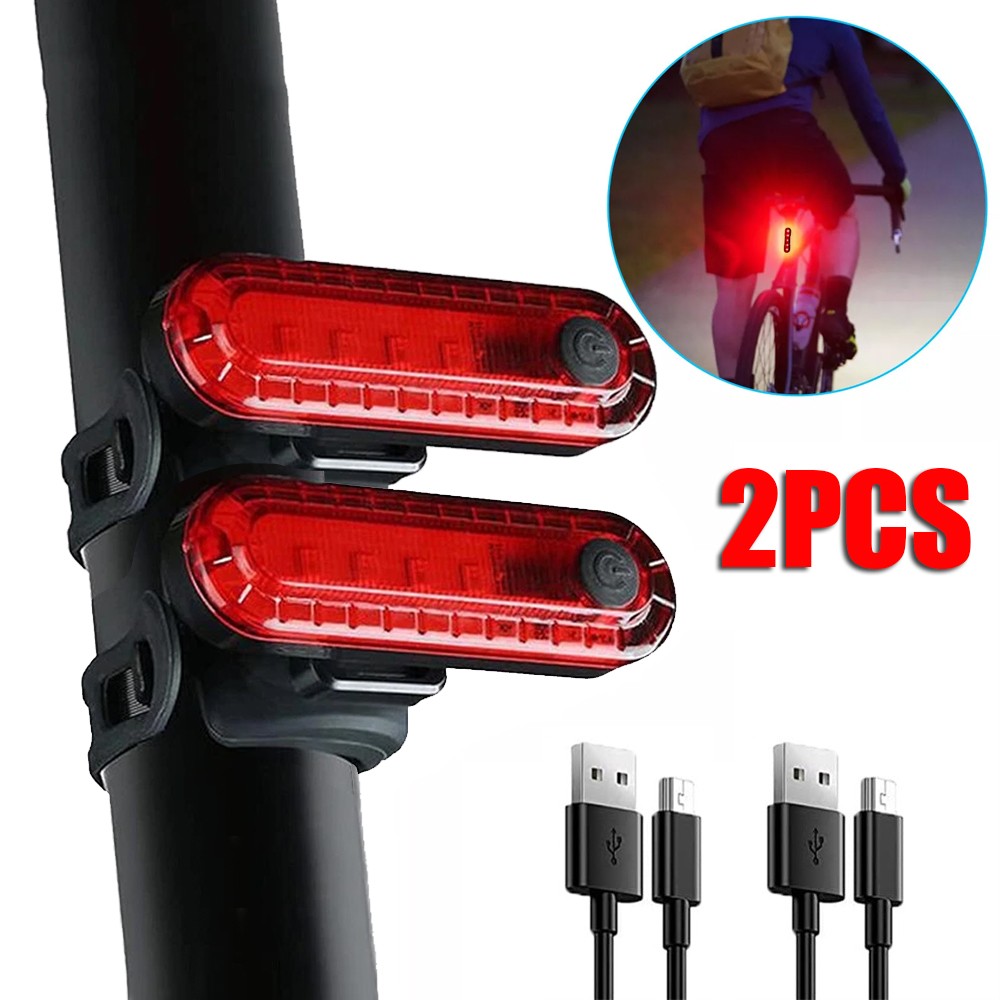 2x USB Rechargeable LED Bike Tail Light Bicycle Safety Cycli