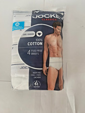 New Mens Jockey Classics Full Rise Briefs 4-Pack 100 Cotton White 36