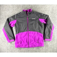 Columbia Girls XL 18/20 Fleece Full Zip Jacket Purple Gray Mixed Media Hiking