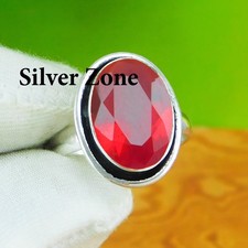 Garnet Gemstone 925 Sterling Silver Handmade Jewelry Ring Size 5 to 13