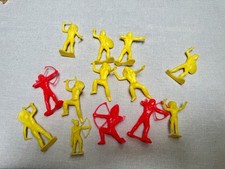 Vintage Plastic Cowboys  Indians Toy Figures Tim Mee Toys 3" 70mm Lot Of 13
