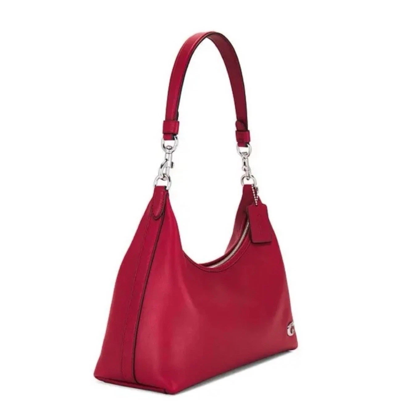 Borsa a tracolla Coach Juliet con 2 cinghie argento rubino pelle conciata a guanto nuova con etichetta CR981