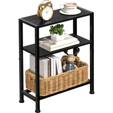 Narrow Side Table for Small Space, 2-Tier Small End Table with Shelf Holder, ...