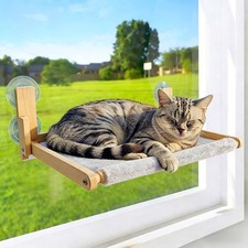 Foldable Cat Window Perch Natural Wood 16.5'' 12'' Hammock 35 lbs Weight Limit
