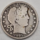 1905-O  (.3617 OZ SILVER) Barber Silver Half Dollar  *SILVER*