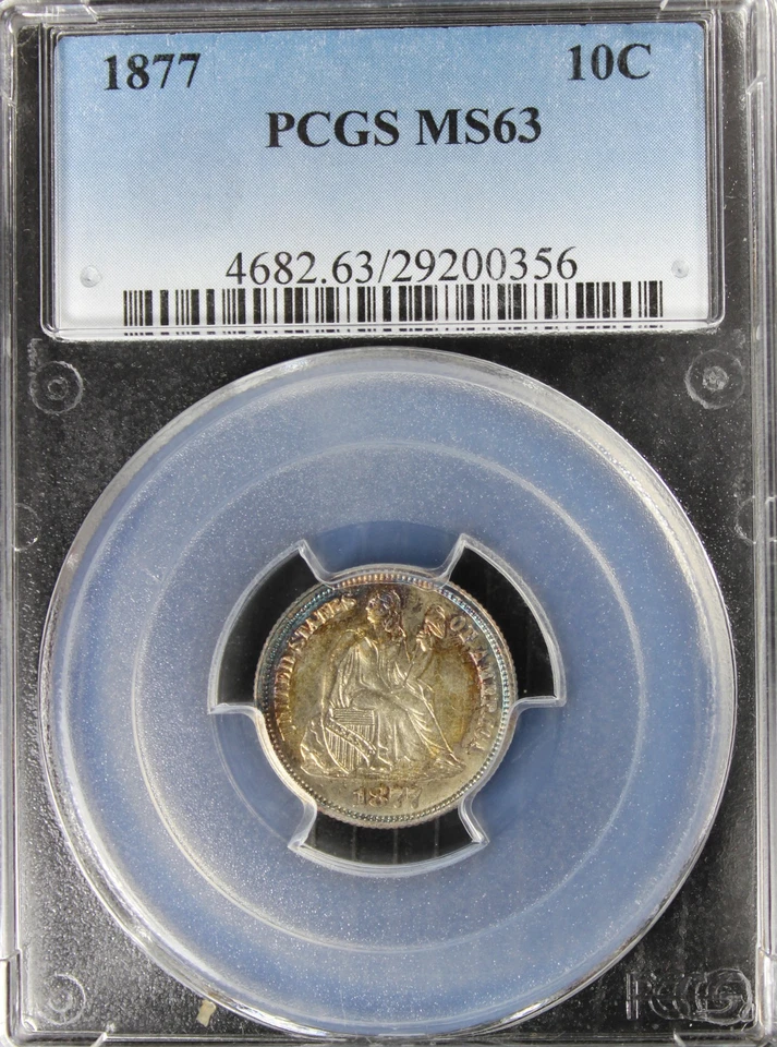 1877 MS63 Seated Dime, PCGS 29200356 - Image 3 of 4