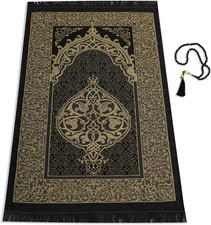 Muslim Prayer Rug with Islam Prayer Beads - Travel Prayer Mat, Islamic Gifts For