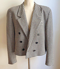 Vintage 80s Liz Claiborne Collection Cropped Jacket Houndstooth Wool Check 14