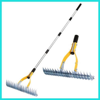 Thatch Rake 15 Inch Wide Efficient Dethatcher Rake for Cleaning Dead Grass, C...