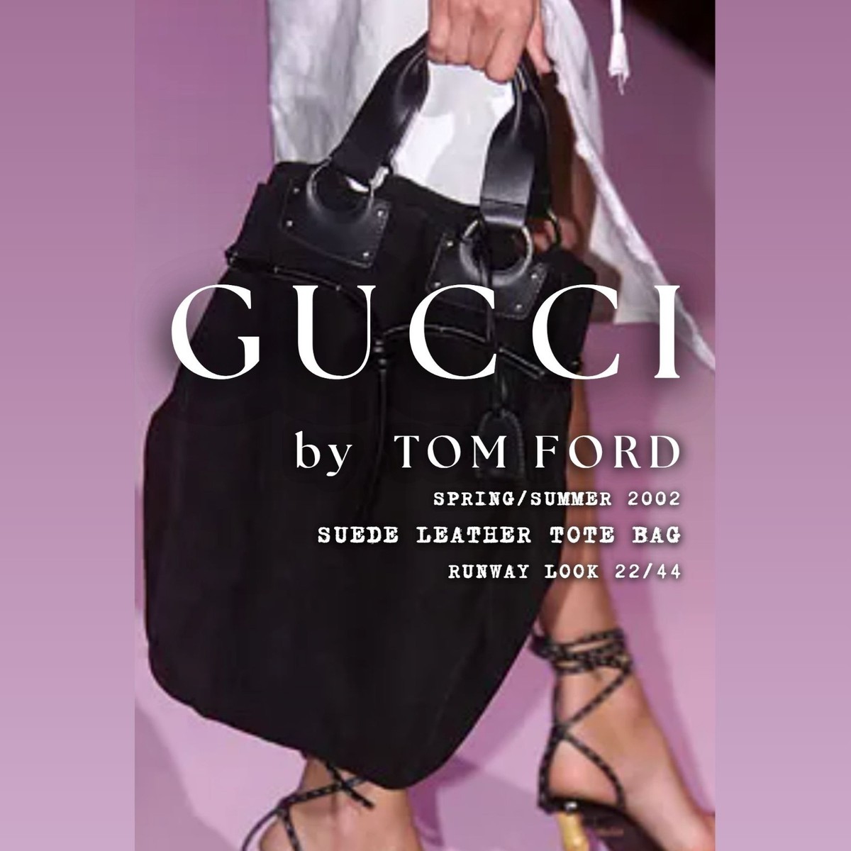 GUCCI Tom Ford S/S 2002 RUNWAY Black Suede Leather Tote Bag