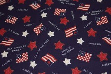 Vtg FABRIC TRADITIONS Patriotic Theme Quality Cotton Red White Blue 1/2 yd x 44"