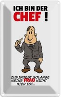 Blechschild 30X20 Cm Ich Bin Der Chef KüChe Kochen Essen Deko Geschenk Metall Sc