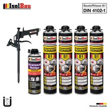 Brandschutzschaum B1 Bauschaum 4x 750ml 1x Reiniger Montageschaum Schaum Pistole