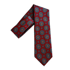 Robert Talbott Carmel Silk Necktie Red Blue Medallion Made USA