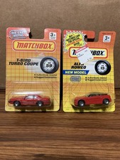 Lot of 2 1990/91 Matchbox Alfa Romeo SZ Ford Thunderbird Coupe Red 8-Dot Wheels