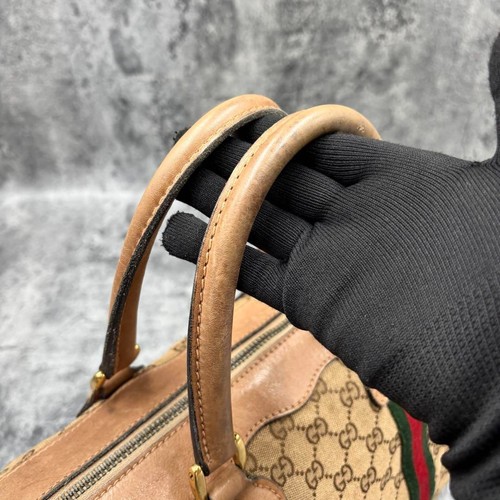 Bolso GUCCI Sherry Line GG Boston Beige Cuero Lona Metal Ajuste Hecho en Italia - Imagen 4 de 11