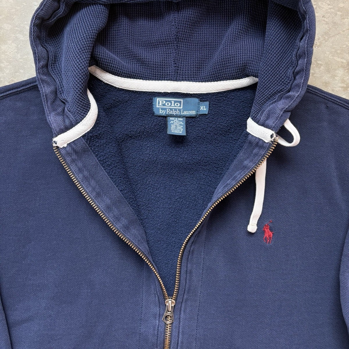 Vintage 90s Polo Ralph Lauren Double Knit Hoodie Full Zip Heavy