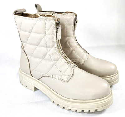 Alberto Torresi Malissa Women's Quilted Leather Off-White Boots - 9