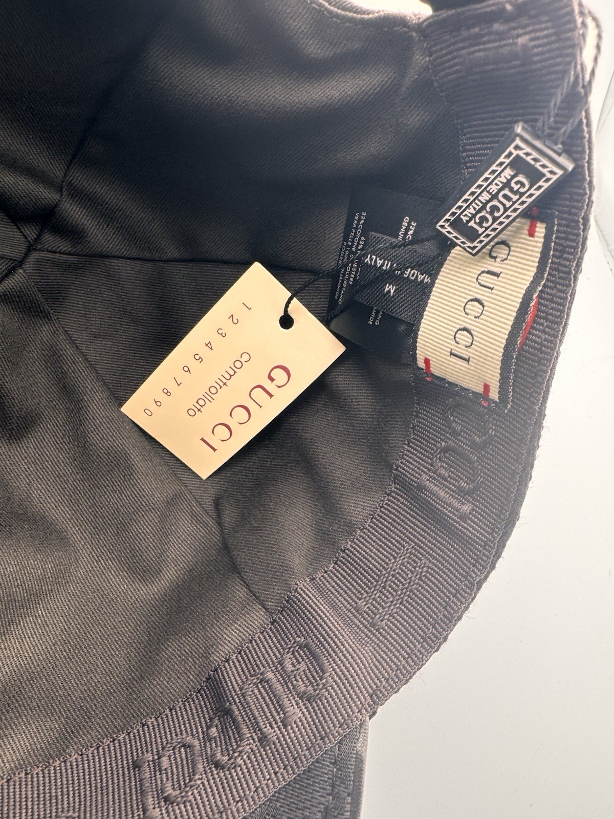 Gucci Web Detail Black Logo Print Adjustable Baseball Cap Sz M NWT paid $360  thumbnail 10