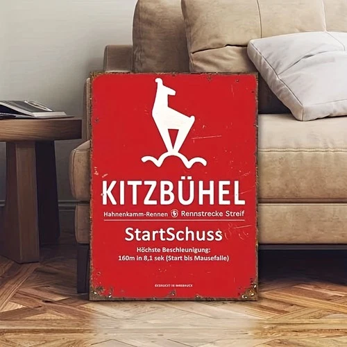 Vintage Style Kitzbuhel Skiing Tin Metal Signs Home Décor 8x12